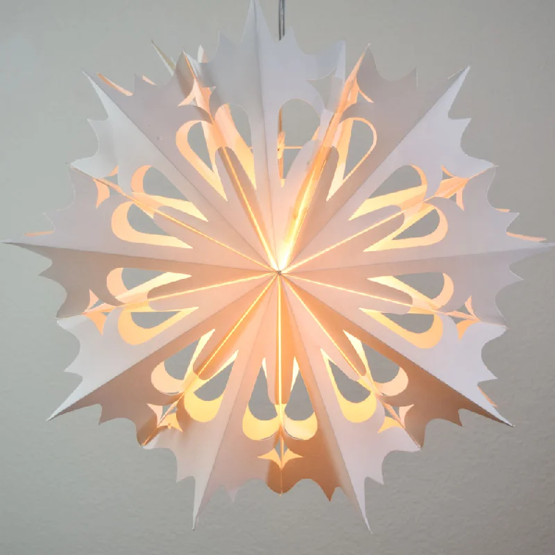 60 watt Edison style light bulbsQuasimoon Pizzelle Paper Snowflake Lantern (20-Inch, White, Winter Angel Snowflake Design) - Great With or Without Lights - Holiday Snowflake Decorations