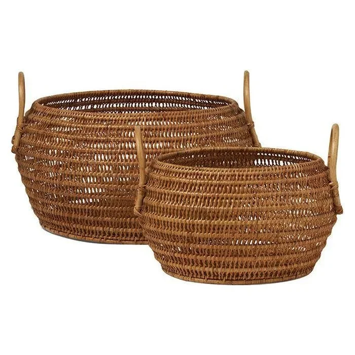 Track lighting for high - ceiling spacesAneta Natural Rattan Baskets Set/2