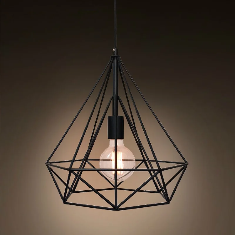 Diamond 1 Light Large Cage Pendant Light