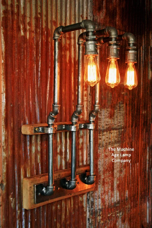 Steampunk, Industrial Barn Wood Wall Sconce,  #635