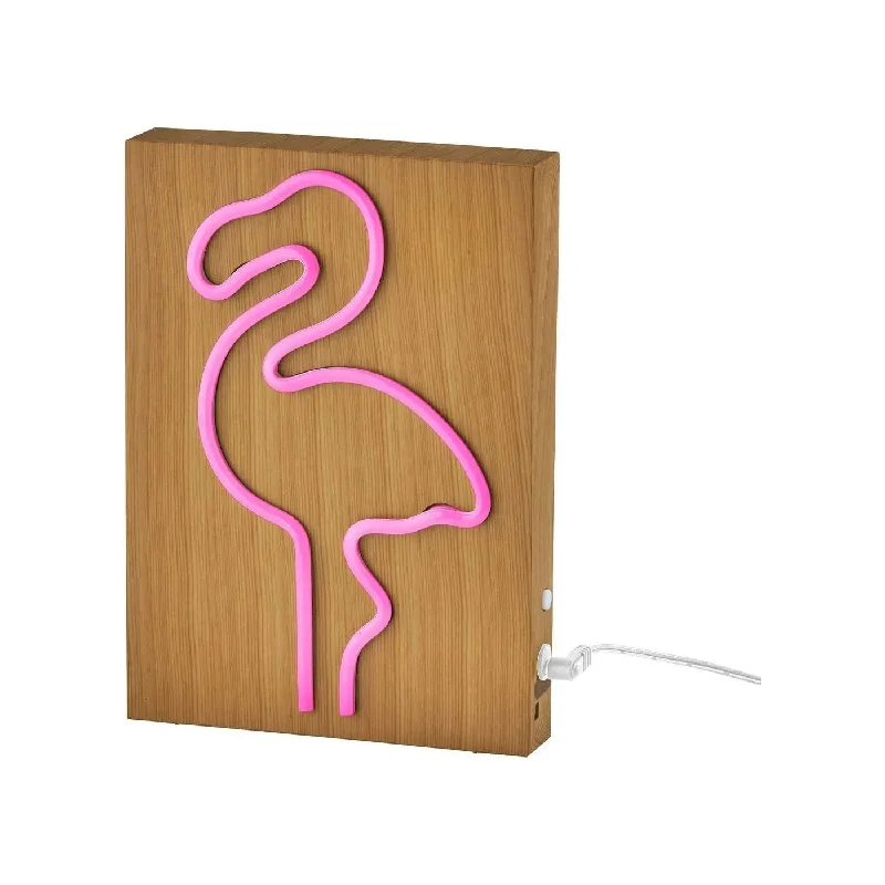 Track lighting with a brushed nickel finishNeon Flamingo LED Table/Wall Lamp