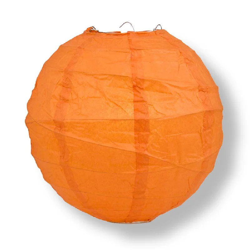 Outdoor rated Edison light bulbs24" Persimmon Orange Round Paper Lantern, Crisscross Ribbing, Chinese Hanging Wedding & Party Decoration