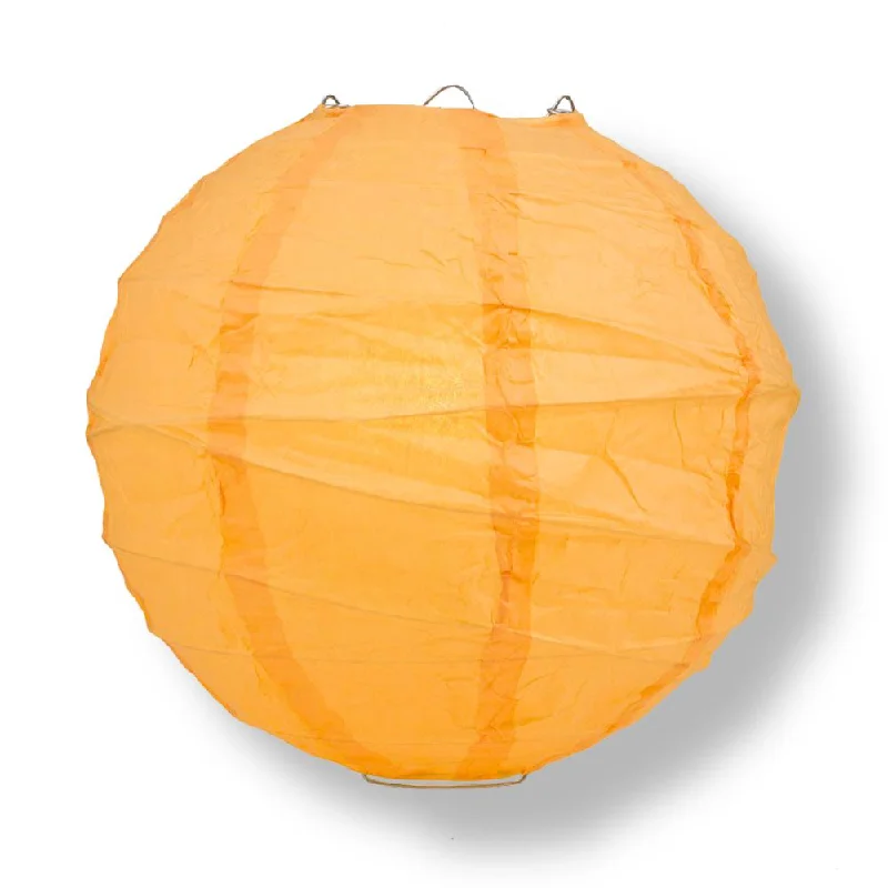 CSA certified Edison light bulbs16" Papaya Round Paper Lantern, Crisscross Ribbing, Chinese Hanging Wedding & Party Decoration