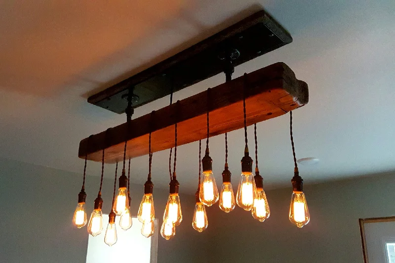 Steampunk Industrial Antique Barnwood Beam Ceiling light