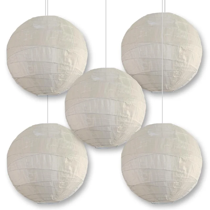 Dimmable LED Edison globe light bulbs5-PACK 20" Beige Shimmering Nylon Lantern, Crisscross Ribbing, Durable, Hanging