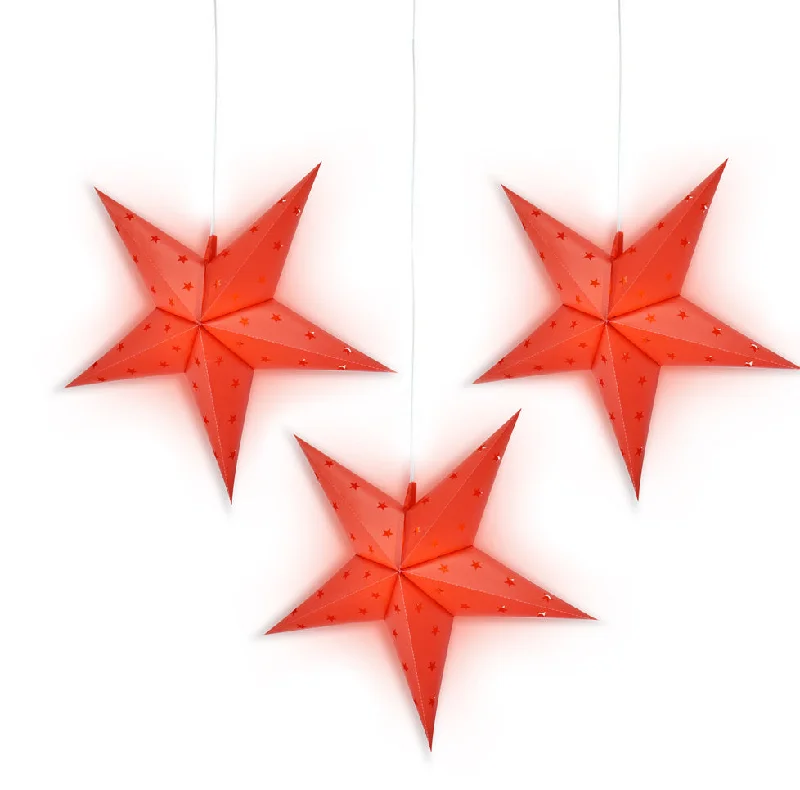 Edison light bulbs for art installations3-PACK 30" Red Weatherproof Outdoor Plastic Star Lantern, with LED Bulbs and Lamp Cord Light Included