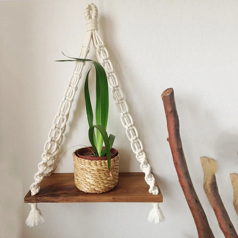 UL listed Edison light bulbsHortensia Macrame Hanging Shelf