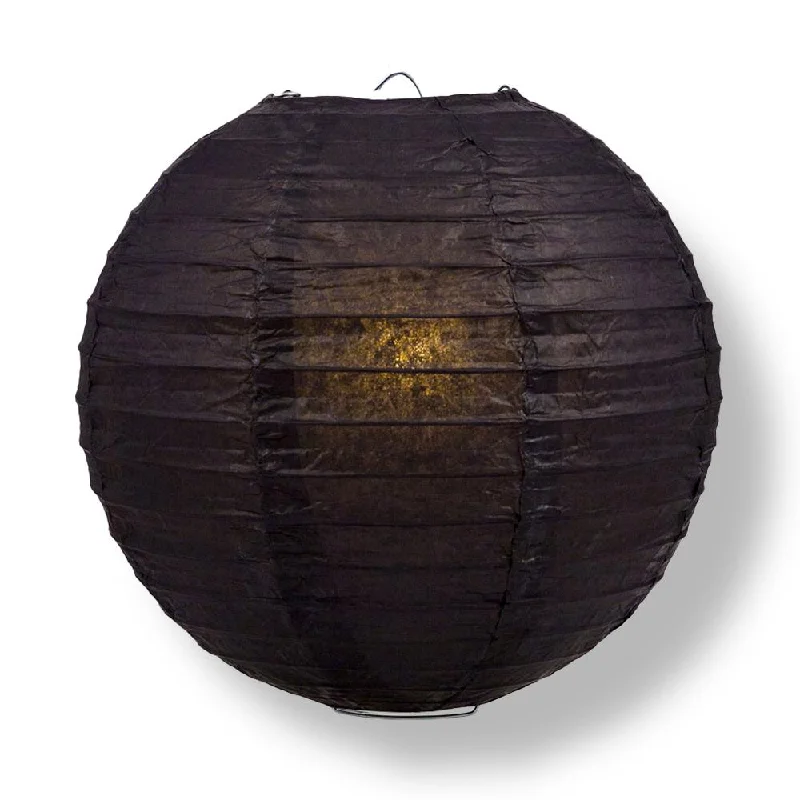 60 watt Edison style light bulbs16" Black Round Paper Lantern, Even Ribbing, Chinese Hanging Wedding & Party Decoration