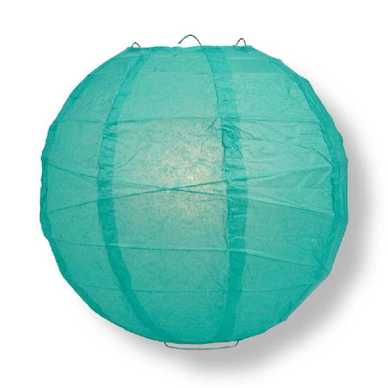 Edison screw base light bulbs12" Teal Green Round Paper Lantern, Crisscross Ribbing, Chinese Hanging Wedding & Party Decoration