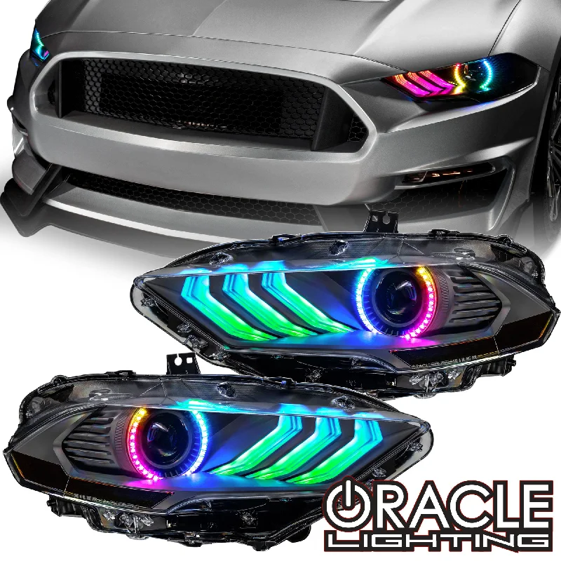 Track lighting with swivel heads for precise aimingORACLE Lighting 2018-2023 Ford Mustang "Black Series" Dynamic ColorSHIFT LED Headlights w/ Sequential Turn Signal