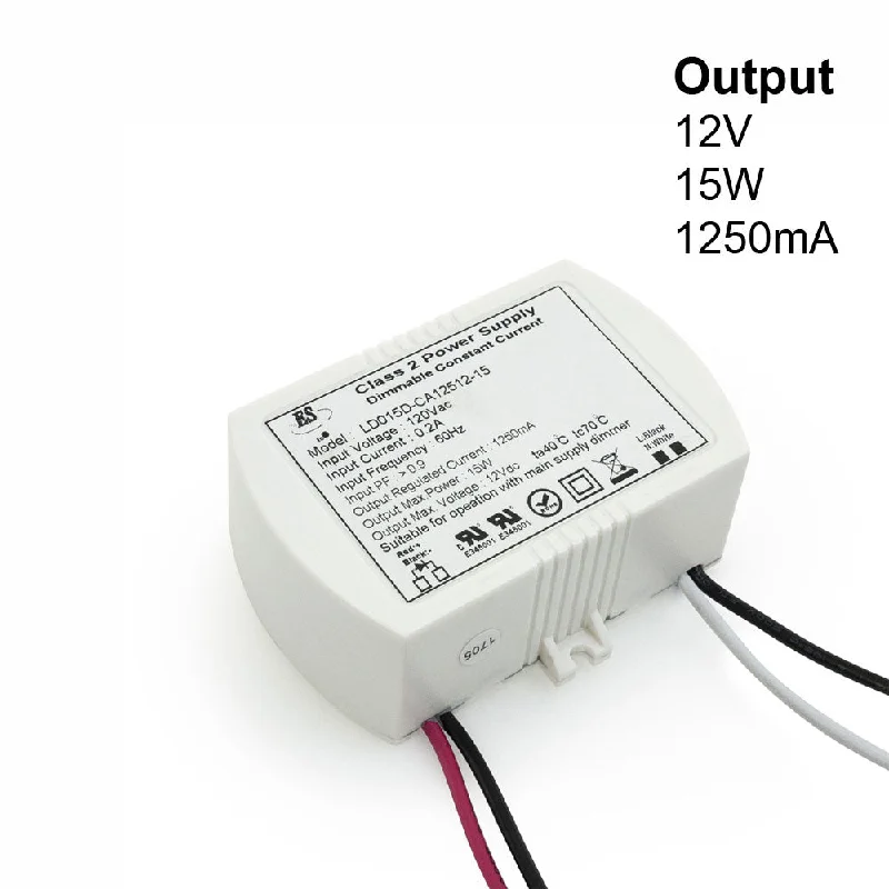 Contemporary track lighting in black finishES LD015D-CA12512-15 Constant Current LED Driver 1250mA 12V 15W max