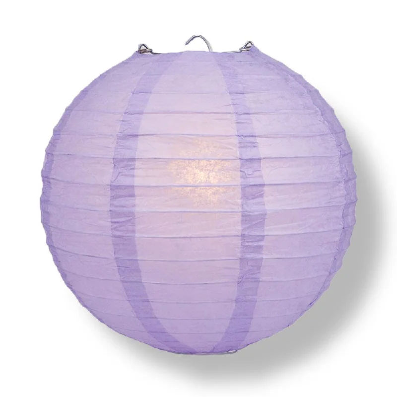 Small size Edison light bulbs20" Lavender Round Paper Lantern, Even Ribbing, Chinese Hanging Wedding & Party Decoration