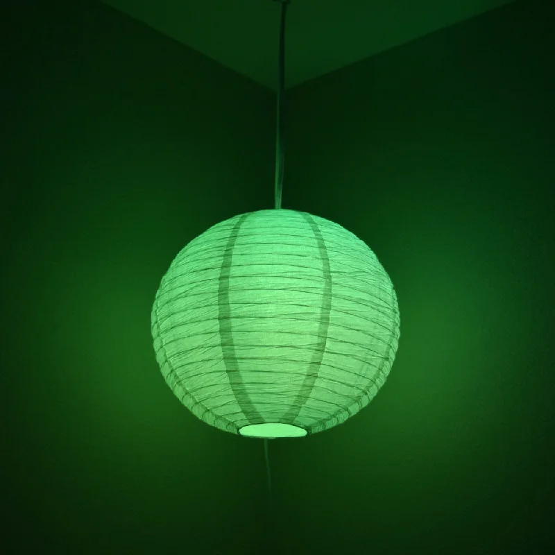 Mercury glass Edison light bulbsCrepe Premium Paper Lantern Pendant Light Cord Kit with S14 Green LED Bulb