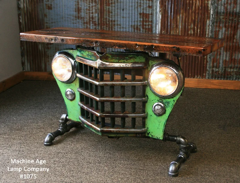 Steampunk Industrial Antique Jeep Willys Grille Table, Console - #1075 -sold