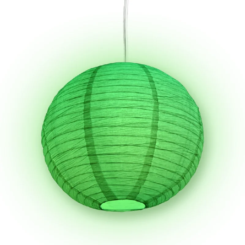 CSA certified Edison light bulbsCrepe Premium Paper Lantern Pendant Light Cord Kit with G50 Green LED Bulb