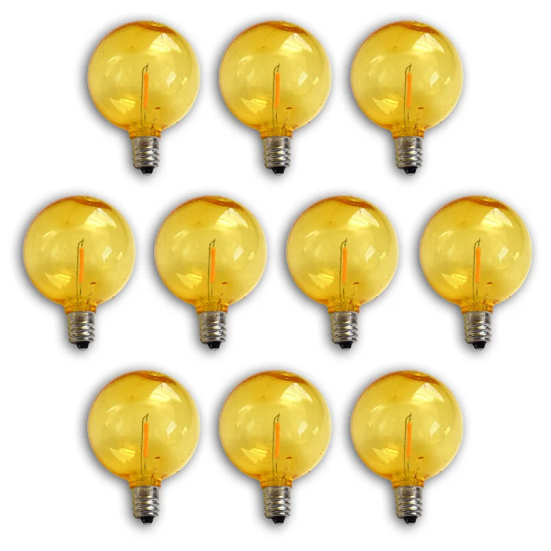 60 watt Edison style light bulbs10-PACK Yellow LED Filament G50 Globe Shatterproof Energy Saving Color Light Bulb, Dimmable, 1W,  E12 Candelabra Base