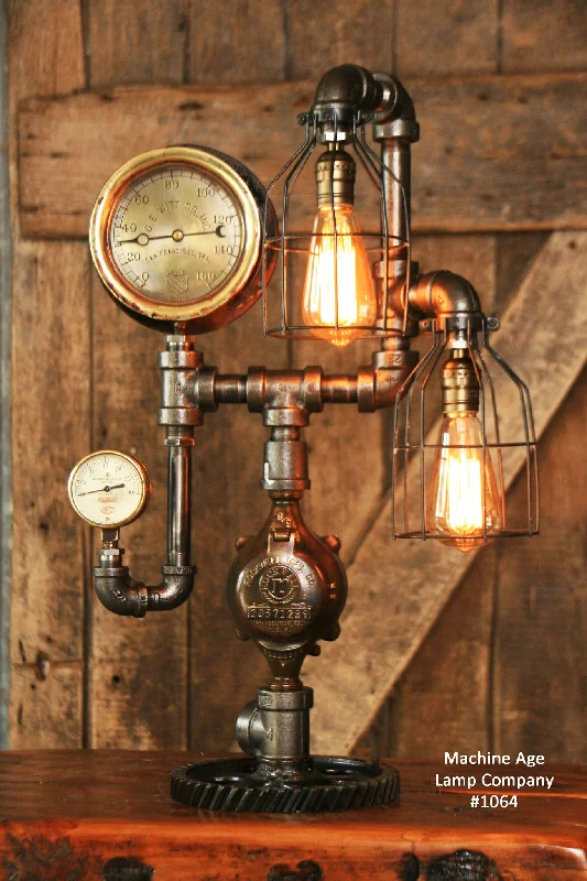 Steampunk Industrial Lamp, San Francisco Ca, Steam Gauge #1064 sold