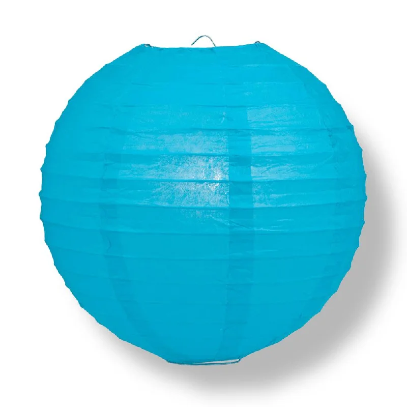 Oval shaped Edison light bulbs14" Turquoise Round Paper Lantern, Even Ribbing, Chinese Hanging Wedding & Party Decoration