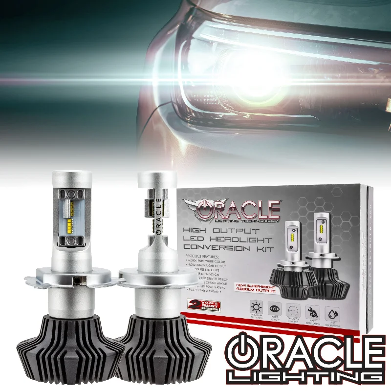 Track lighting with a brushed nickel finishORACLE Lighting H4 - 4,000+ Lumen LED Light Bulb Conversion Kit (High Beam)