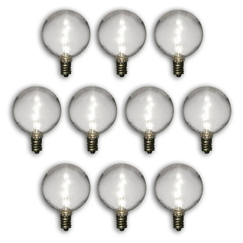 E26 Edison light bulbs with warm glow10-PACK White .5-Watt LED G40 Globe Light Bulb, Shatterproof, E12 Candelabra Base