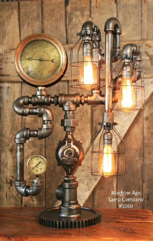 Steampunk Industrial Steam Gauge Lamp, 6" steam gauge #1060