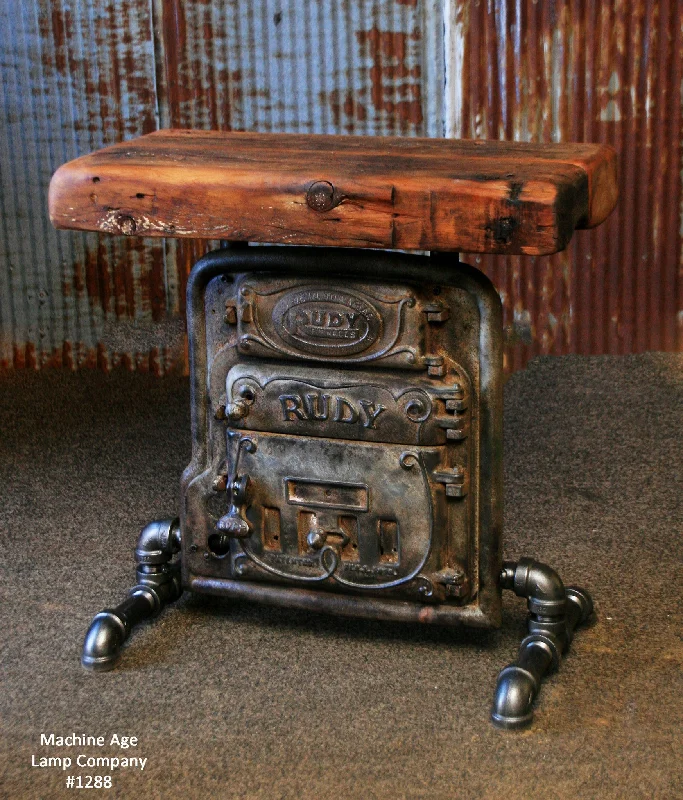 Steampunk Industrial Table / Console / Boiler Door / Barn Wood / Hallway / #1288 sold