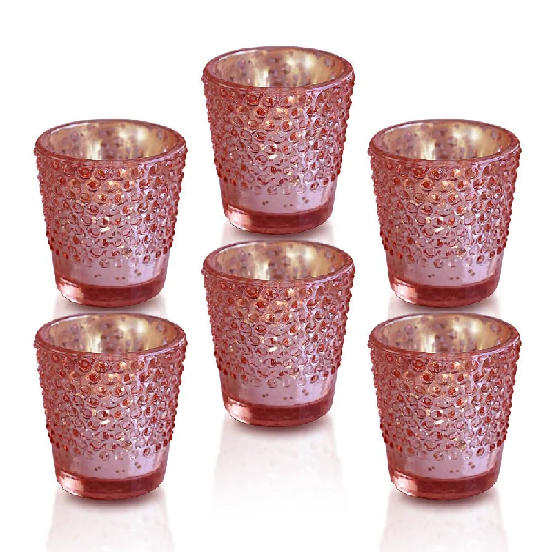 Low wattage Edison light bulbs for ambiance6 Pack | Vintage Hobnail Mercury Glass Candle Holders (2.25-Inches, Candace Design, Electric Pink) - For Use with Tea Lights - For Home Decor, Parties and Wedding Decorations