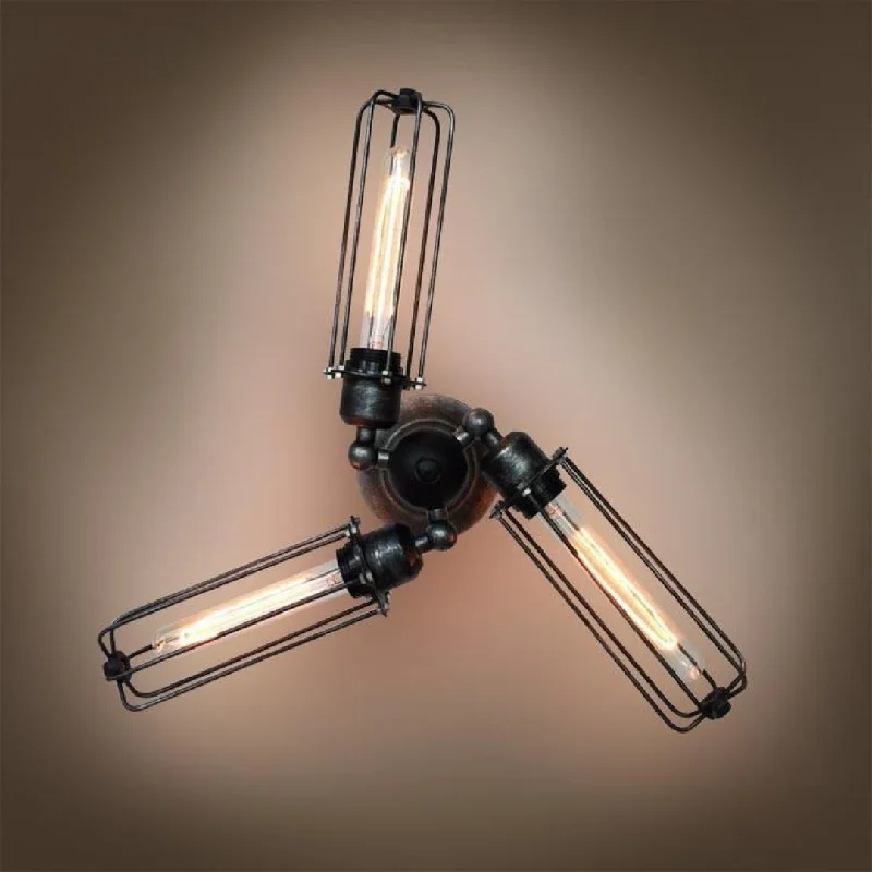 Cylinder 3 Lights Cage Swing Arm Sconce