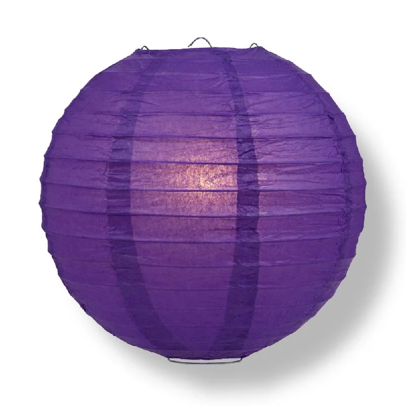 Edison globe light bulbs14" Royal Purple Round Paper Lantern, Even Ribbing, Chinese Hanging Wedding & Party Decoration