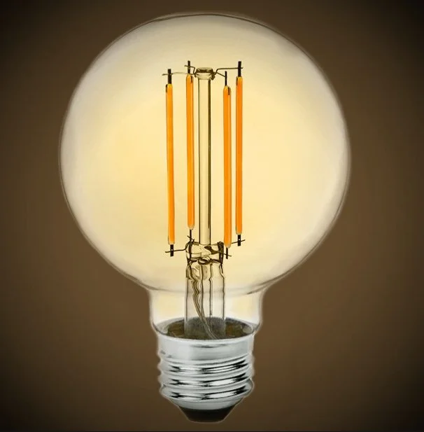 Mercury glass Edison light bulbsLED Filament Edison Light Bulb - G30 Globe - 5 Watt - Amber - 2200K