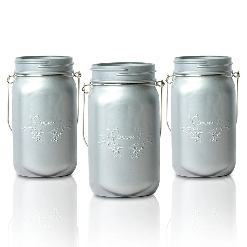 High lumen Edison light bulbsBLOWOUT (3-Pack) Fantado Wide Mouth Matte Silver Mason Jar w/ Handle, 32oz