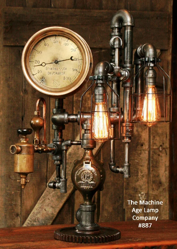 Steampunk Industrial Steam Gauge / Oiler Lamp #887