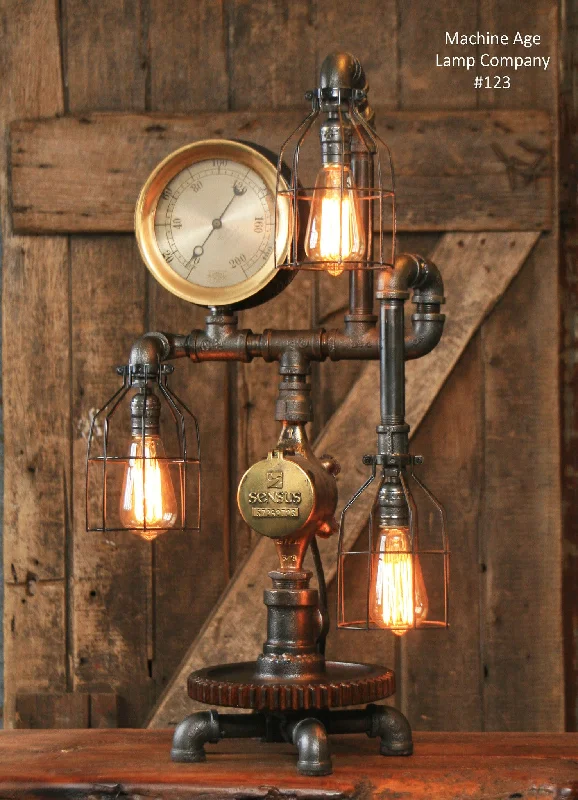 Steampunk Industrial Lamp / Steam Gauge / Gear / #123 - SOLD