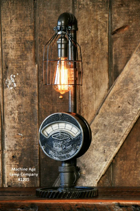 Steampunk Industrial Electrical Meter / Gauge Lamp Light / Chicago / #1205 - SOLD