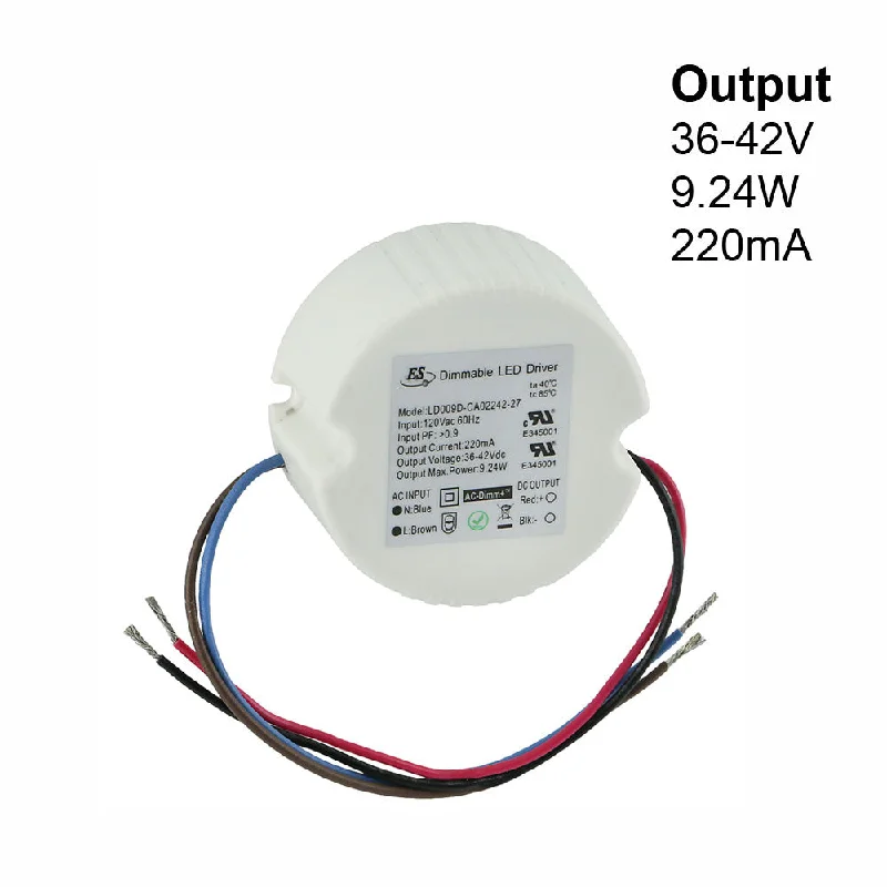 Energy - efficient track lighting fixturesES LD009D-CA02242-27 Constant Current LED Driver, 220mA 36-42V 9.24W max