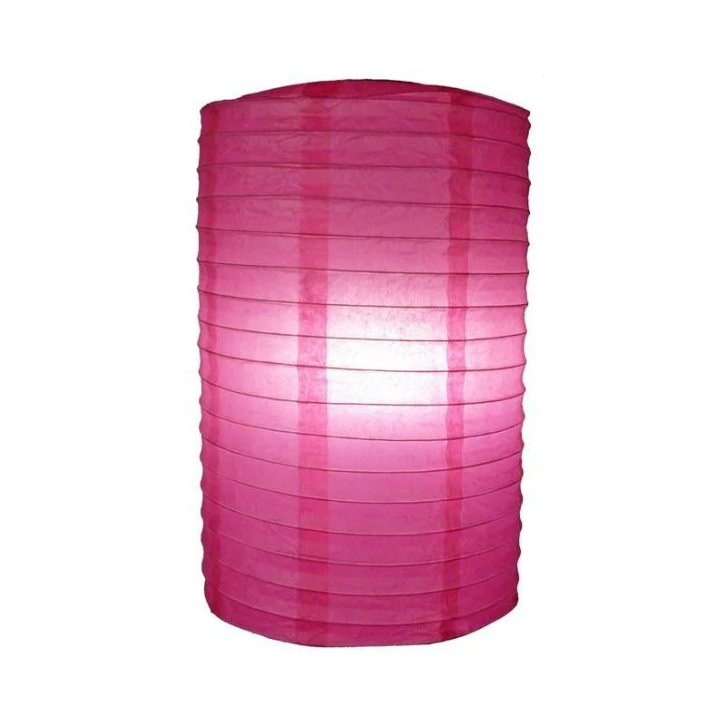 Edison light bulbs with copper bases8" Fuchsia Cylinder Paper Lantern