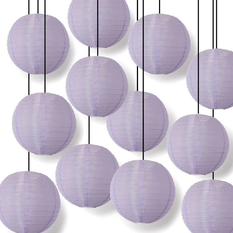 Nickel plated base Edison light bulbsBULK PACK (12) 24" Light Purple Shimmering Nylon Lantern, Even Ribbing, Durable, Hanging