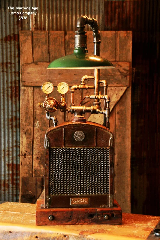 Steampunk Industrial, Radiator and Steam Gauge Lamp #838 SOLD