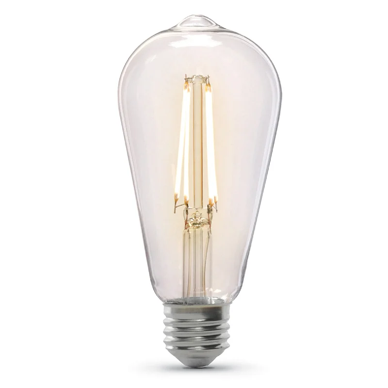 Squirrel cage filament Edison light bulbs5.5W (60W Replacement) ST19 E26 Dimmable Straight Filament Clear Glass Vintage Edison LED Light Bulb, Soft White