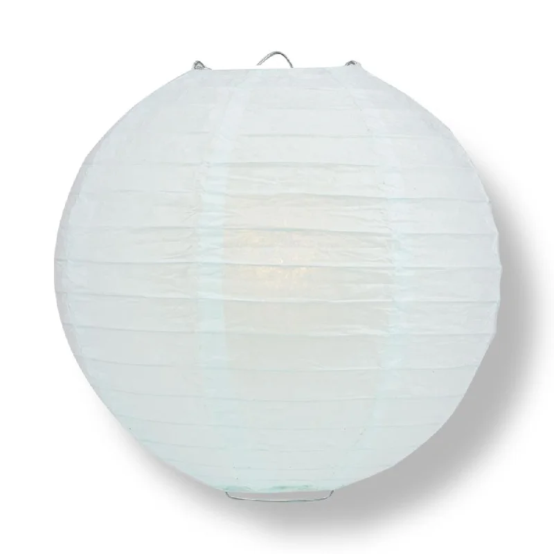 E26 Edison light bulbs with warm glow12" Arctic Spa Blue Round Paper Lantern, Even Ribbing, Chinese Hanging Wedding & Party Decoration