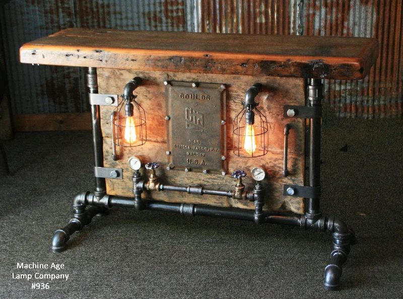 Steampunk Industrial Table, Barn Wood, New York - #936 sold