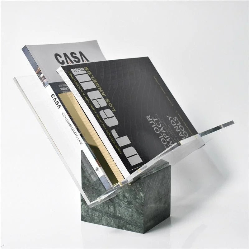 Edison light bulbs with a matte glass finishOmar Marble Magazine Holder