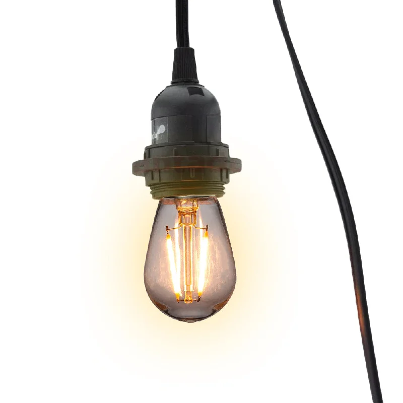 Long lifespan Edison light bulbsCORD + SHATTERPROOF BULB | Black Pendant Light Lamp Cord Combo Kit, Switch, S14 Warm White Bulb