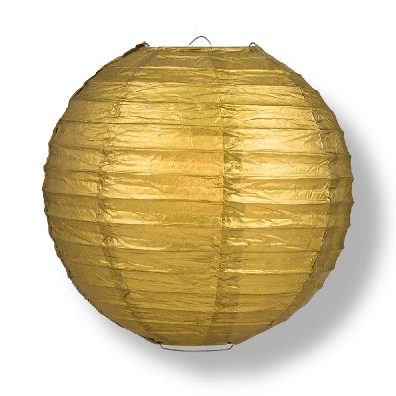 Edison light bulbs for ceiling fans14" Gold Round Paper Lantern, Even Ribbing, Chinese Hanging Wedding & Party Decoration