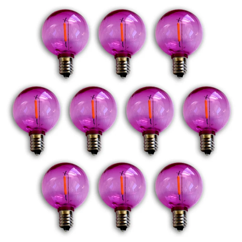 Edison light bulbs for chandeliers10-PACK Fuchsia / Hot Pink LED Filament G40 Globe Shatterproof Energy Saving Color Light Bulb, Dimmable, 1W,  E12 Candelabra Base