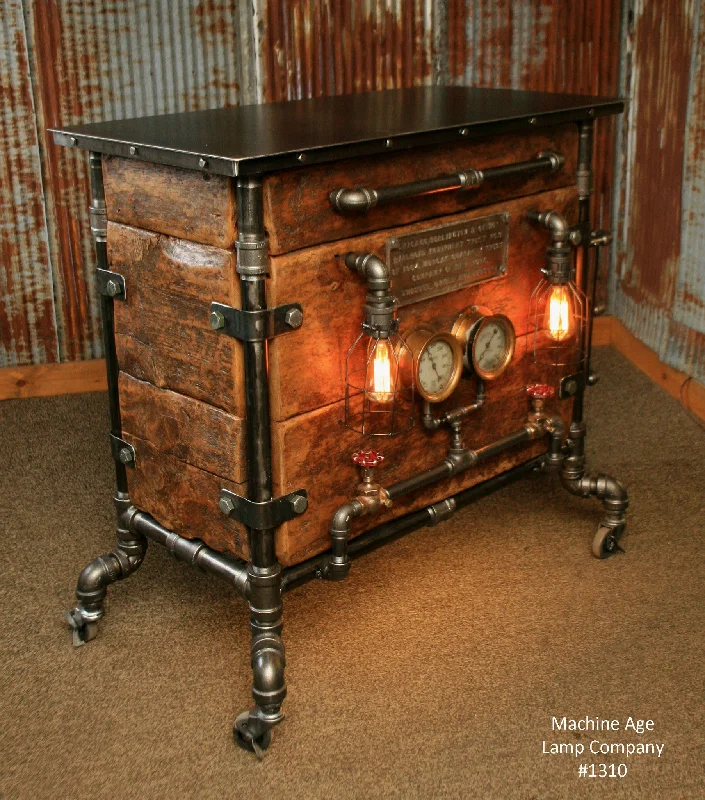 Steampunk Industrial Bar / Hostess Stand / Table / Pub /  Buffet / #1310