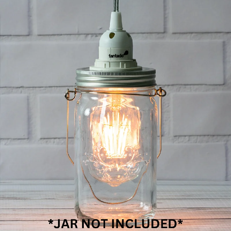 60 watt Edison style light bulbsFantado Mason Jar Pendant Light Kit, Wide Mouth, Clear Cord, 15FT