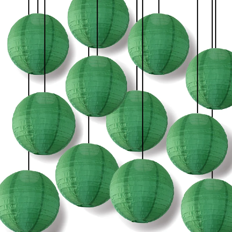 Replaceable filament Edison light bulbsBULK PACK (12) 24" Emerald Green Shimmering Nylon Lantern, Even Ribbing, Durable, Hanging