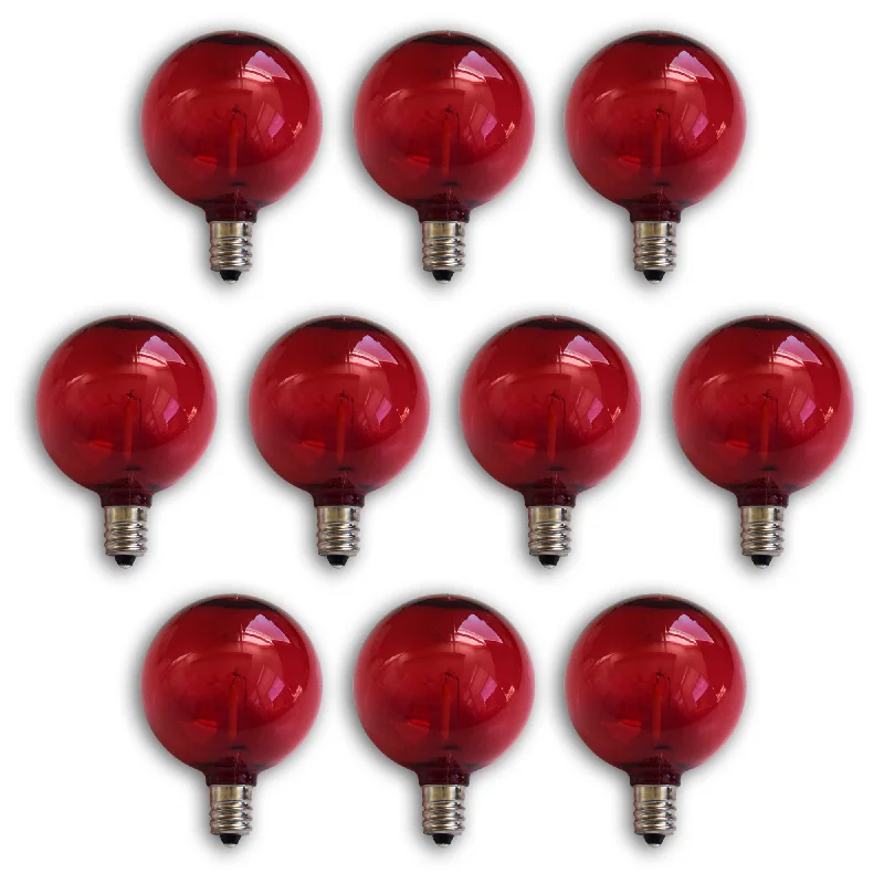 Long lifespan Edison light bulbs10-PACK Red LED Filament G50 Globe Shatterproof Energy Saving Color Light Bulb, Dimmable, 1W,  E12 Candelabra Base