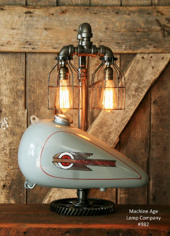 Steampunk Industrial, Motorcycle Harley Davidson Gas Tank Lamp (Left)  #982 - SOLD